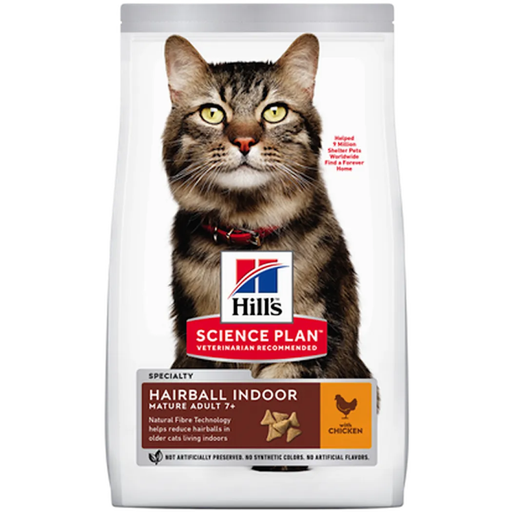 Hills Science Plan Mature 7+ Hairball & Indoor Chicken - Dry Cat Food 2,5 kg