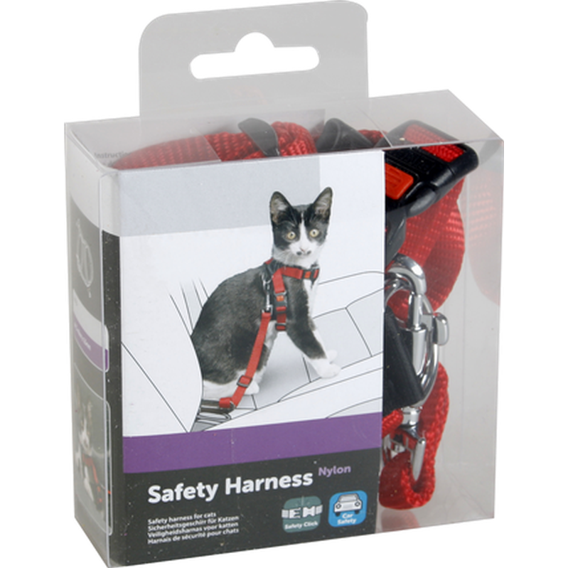Sikkerhetssele for katt i bil Rød 1 stk. - Katt - Halsbånd, kobbel og sele - Katteseler, bil- og sikkerhetsseler - Flamingo