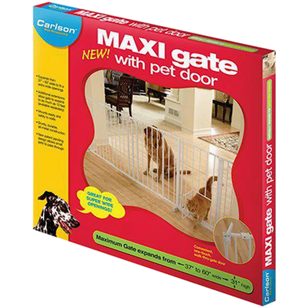 Carlson Pet Gate Maxi Walk-Through With Small Pet Door White 94-152 x 79 cm