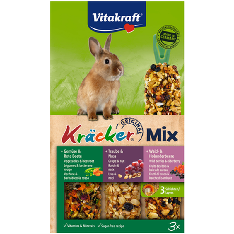 Vitakraft - Kräcker Kanin Grönsaker/Nötter/Skogsbär 3-pack - Smådjur - Godis & Gnagstänger - ZOO.se
