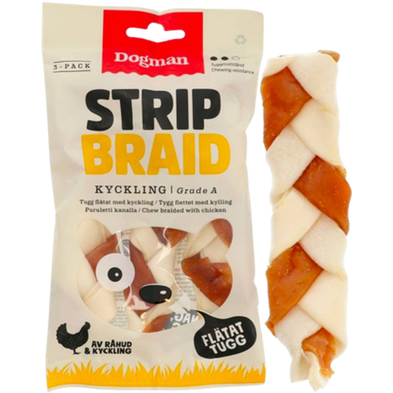 Chicken Strip Braid 3-Pack Small - Hund - Hundgodis - Tuggrullar & Tuggpinnar - Dogman - ZOO.se