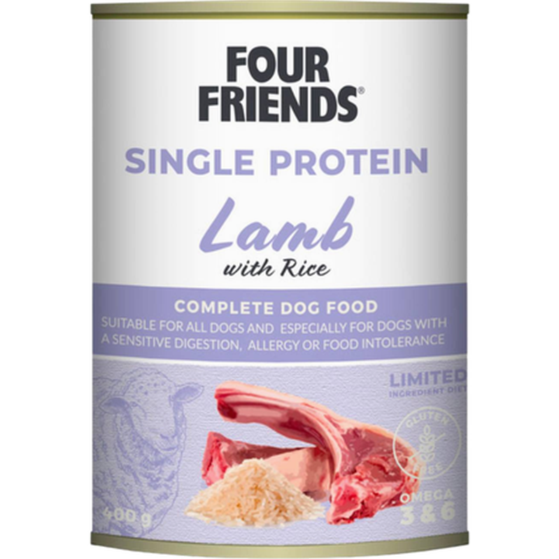 Dog Single Protein Lamb & Rice 400 g x 12 - Hund - Hundmat & hundfoder - Våtmat & Våtfoder för hund - FourFriends - ZOO.se