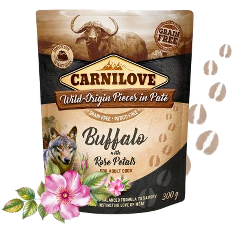 Carnilove - Dog Pouch Paté Buffalo with Rose Petals 300 g - Hund - Hundmat & hundfoder - ZOO.se
