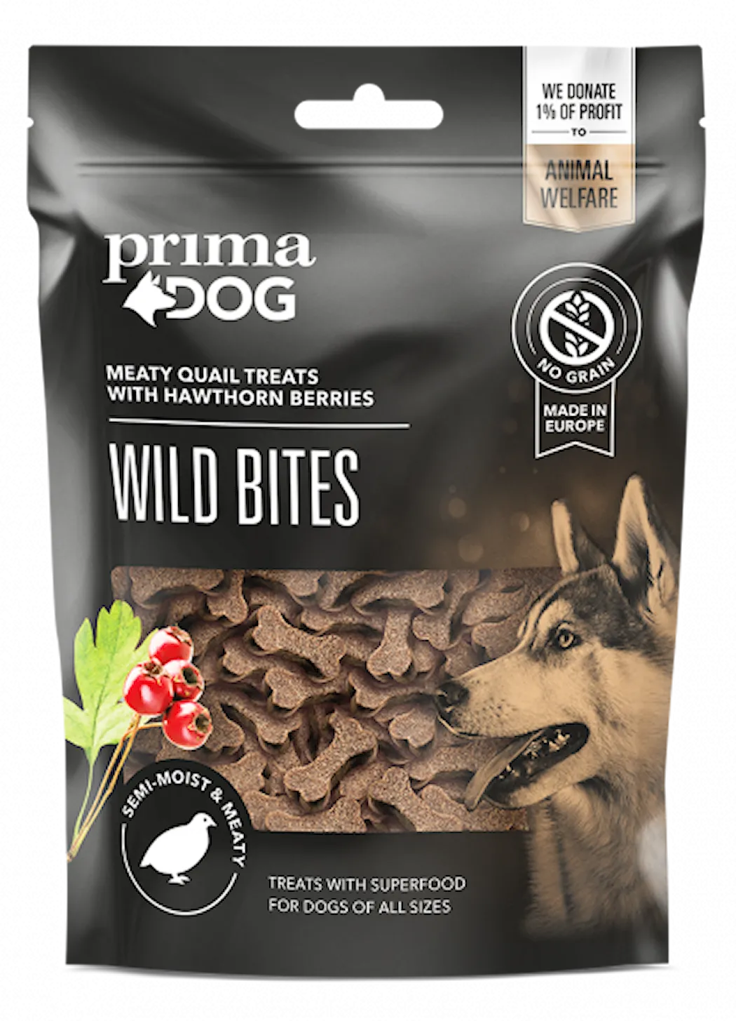 Prima Dog Wild Bites Vaktel 150 g