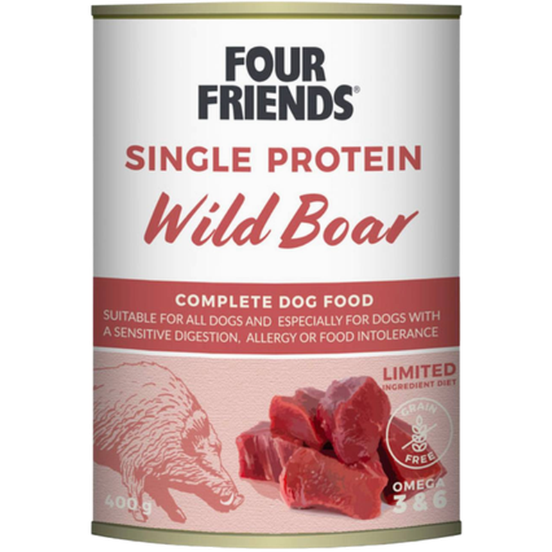 Dog Single Protein Wild Boar 400 g - Hund - Hundmat & hundfoder - Våtmat & Våtfoder för hund - FourFriends - ZOO.se