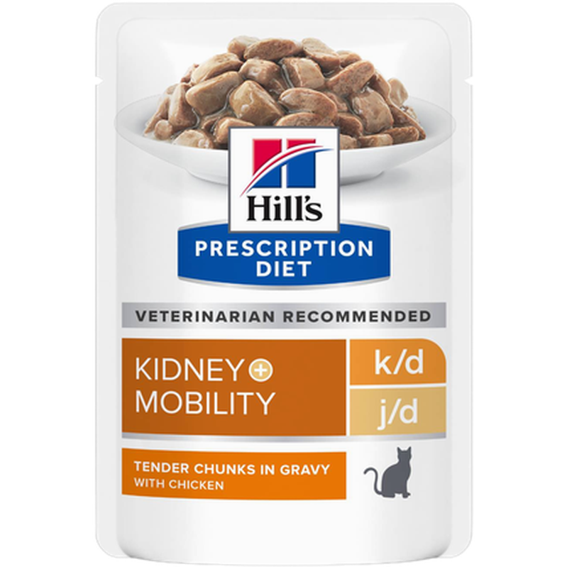 Hill's Prescription Diet Feline - k/d + Mobility Chicken Pouch - Wet Cat Food 85 g x 12 st - Pouch - Katt - ZOO.se