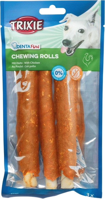Trixie - Denta Fun Tuggrulle, kyckling, 17 cm, 3-pack - Hund - Hundgodis - ZOO.se