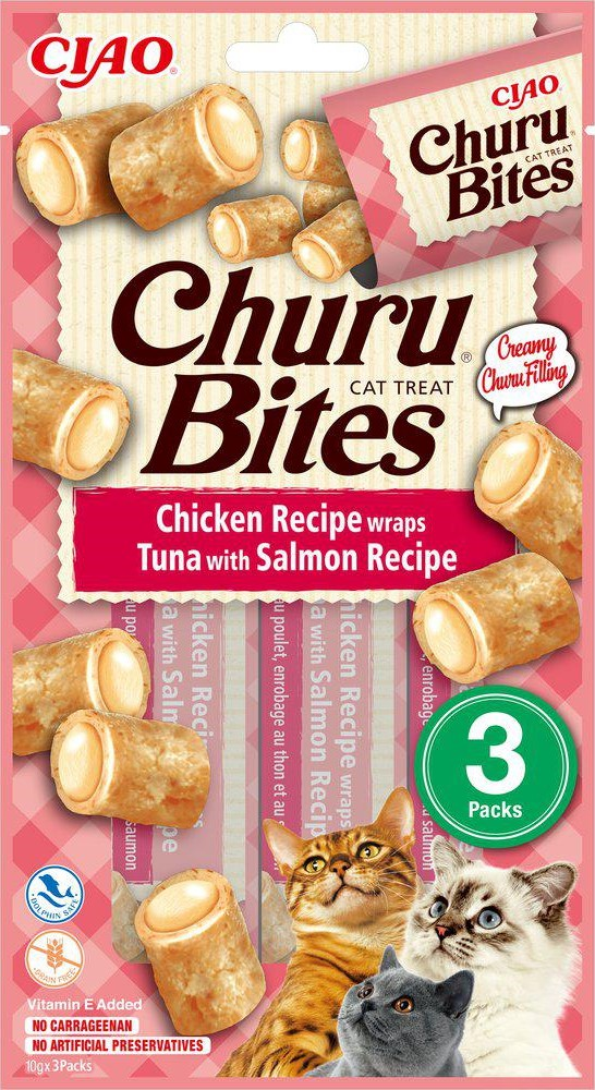 Churu - Cat Bites Chicken/Tuna Wrap with Salmon, 3-pack - Katt - Kattgodis & Kattgräs - ZOO.se