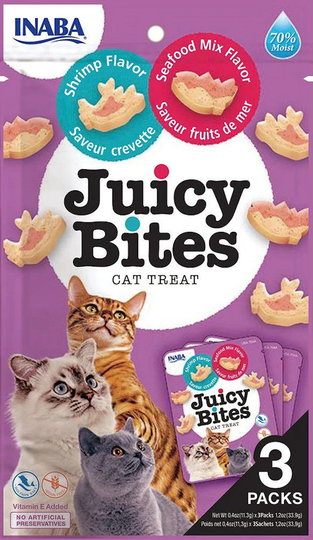 Cat Juicy Bites Shrimp & Seafood mix, 3-pack