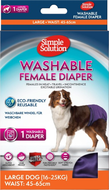 Simple Solution - Tvättbar blöja för tikar, L, Midja 45-65cm - Hund - Hundvård & Tillskott - ZOO.se