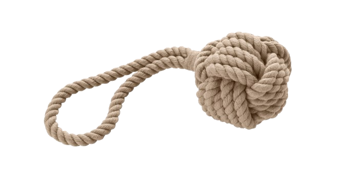 Dog Toy Ball With Handloop Inari M Cotton Beige