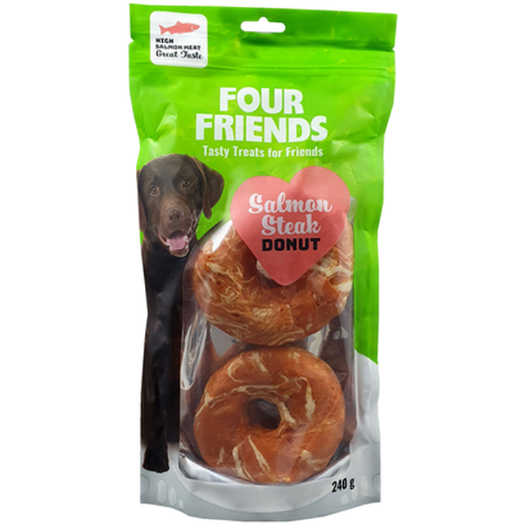 FourFriends - Salmon Steak Donut 240 g - Hund - Hundgodis - Tuggrullar & Tuggpinnar - ZOO.se