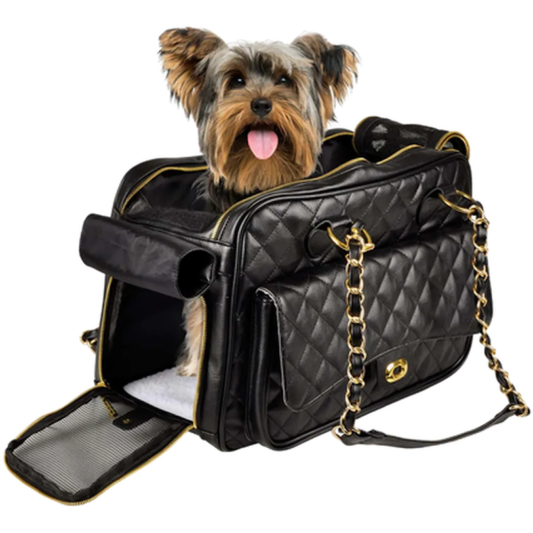 Carrying Bag Gigi,, Gold Chain Black 40 x 22 x 28 cm