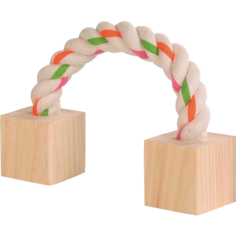 Playing Rope Cotton with Wooden Blocks Mix 20 cm