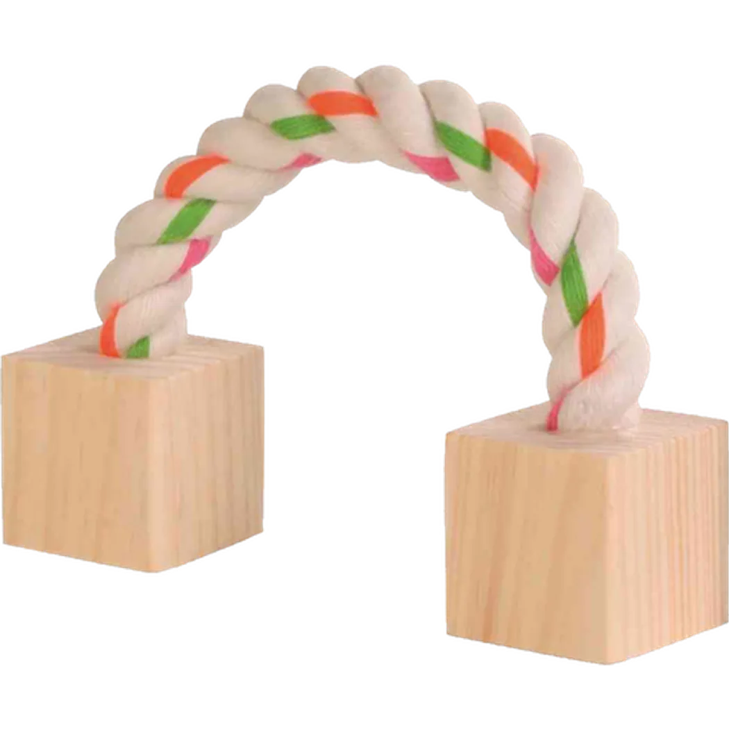 Trixie Playing Rope Cotton with Wooden Blocks Mix 20 cm