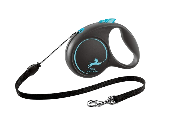 Flexi - Rullkoppel Black Design Cord, 5m, M, max 20kg, Ljusblå - Hund - ZOO.se