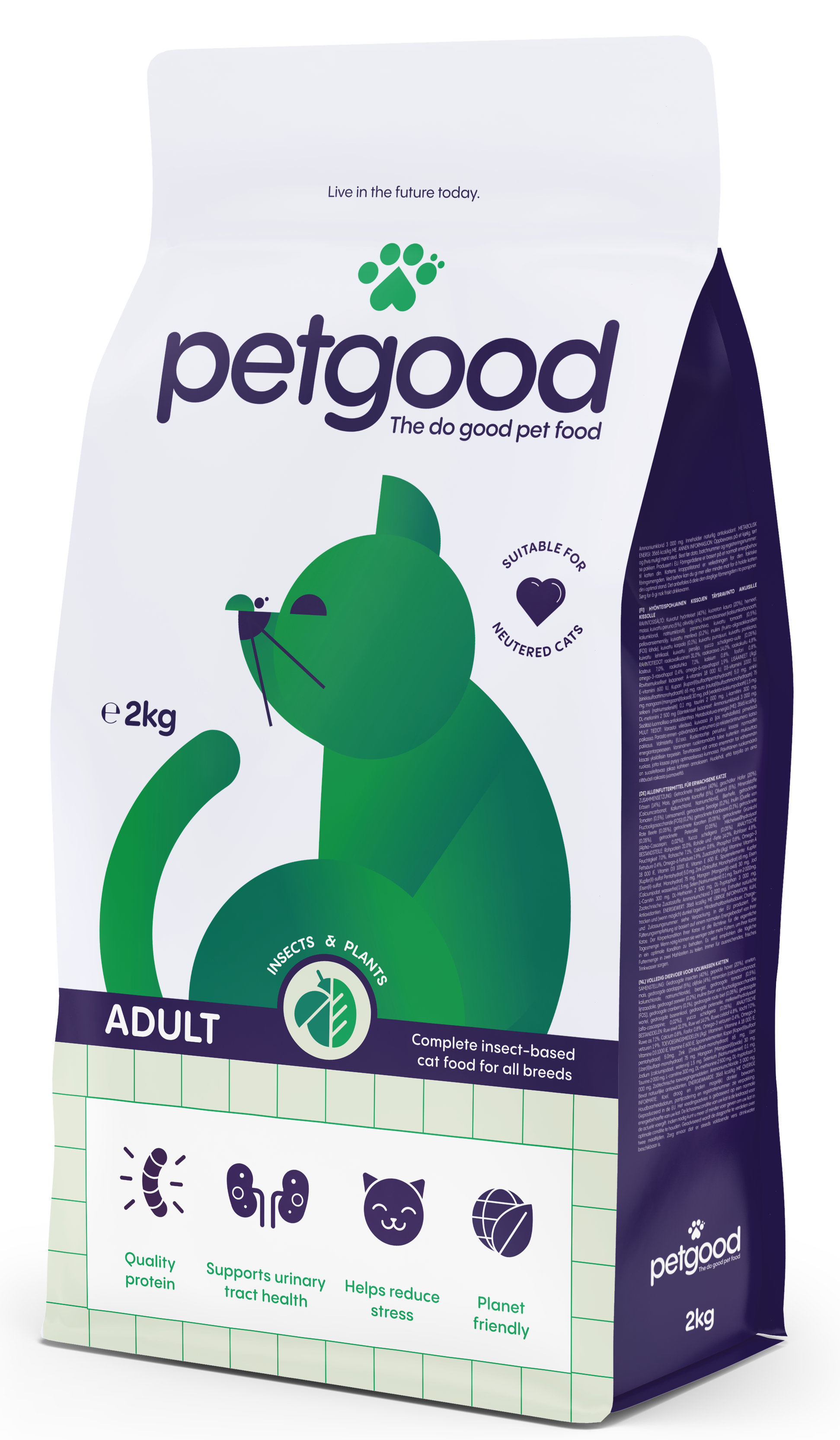 Petgood - Insektsbaserat premiumfoder för vuxna katter, 2kg - Katt - Kattfoder & kattmat - ZOO.se