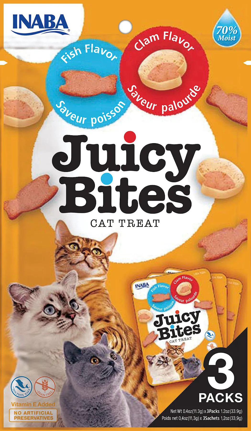 Cat Juicy Bites Fish/Clam 3 st