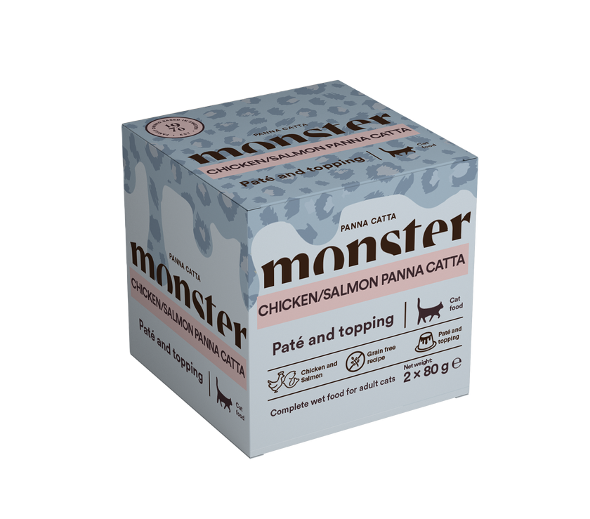 Monster Pet Food Cat Panna Catta Chicken/Salmon 2-pack 80g