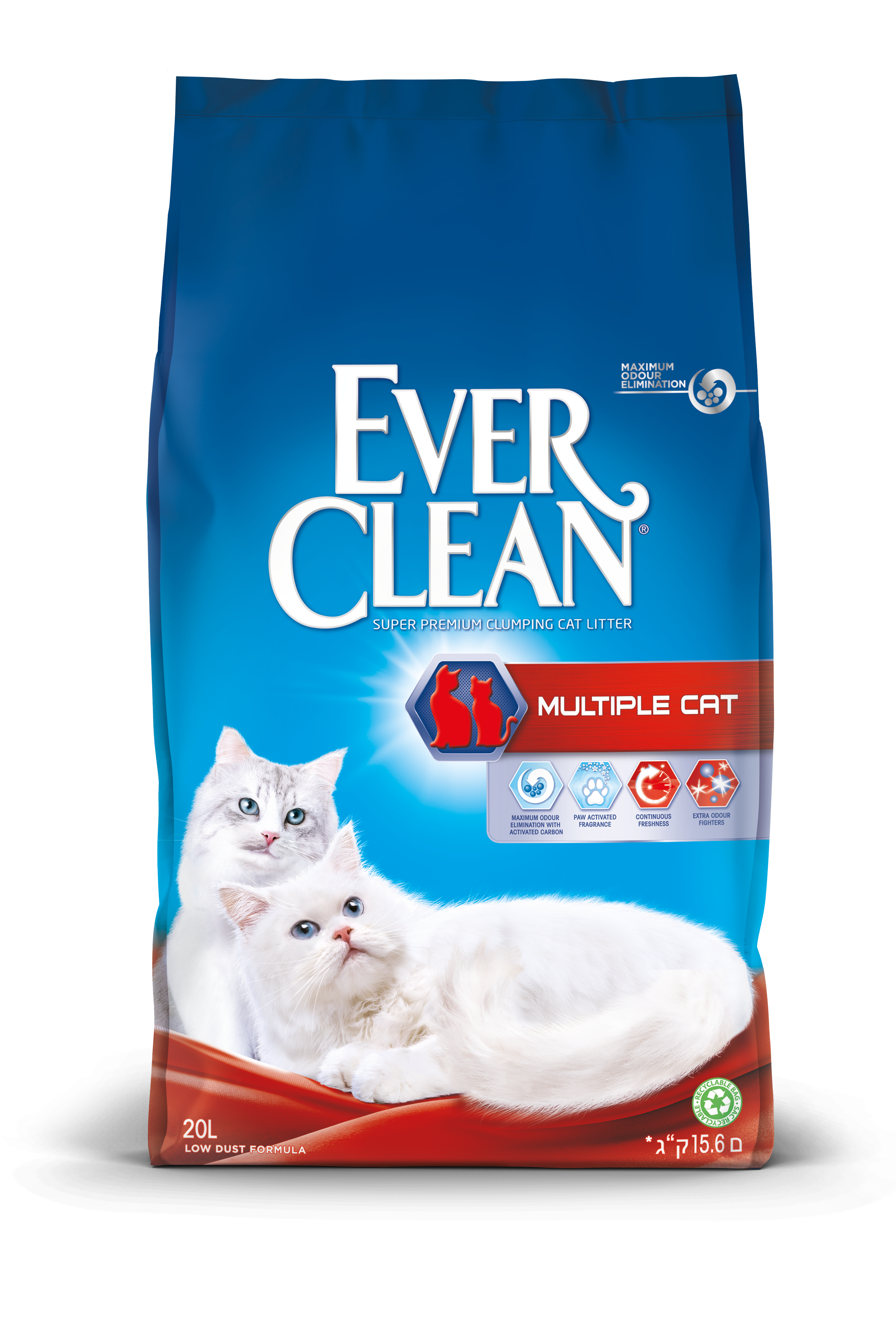 Ever Clean - Multiple Cat - kissan kuivike 20 L - Kissat - Kissanhiekka ja kuivikkeet - Paakkuuntuva kissanhiekka
