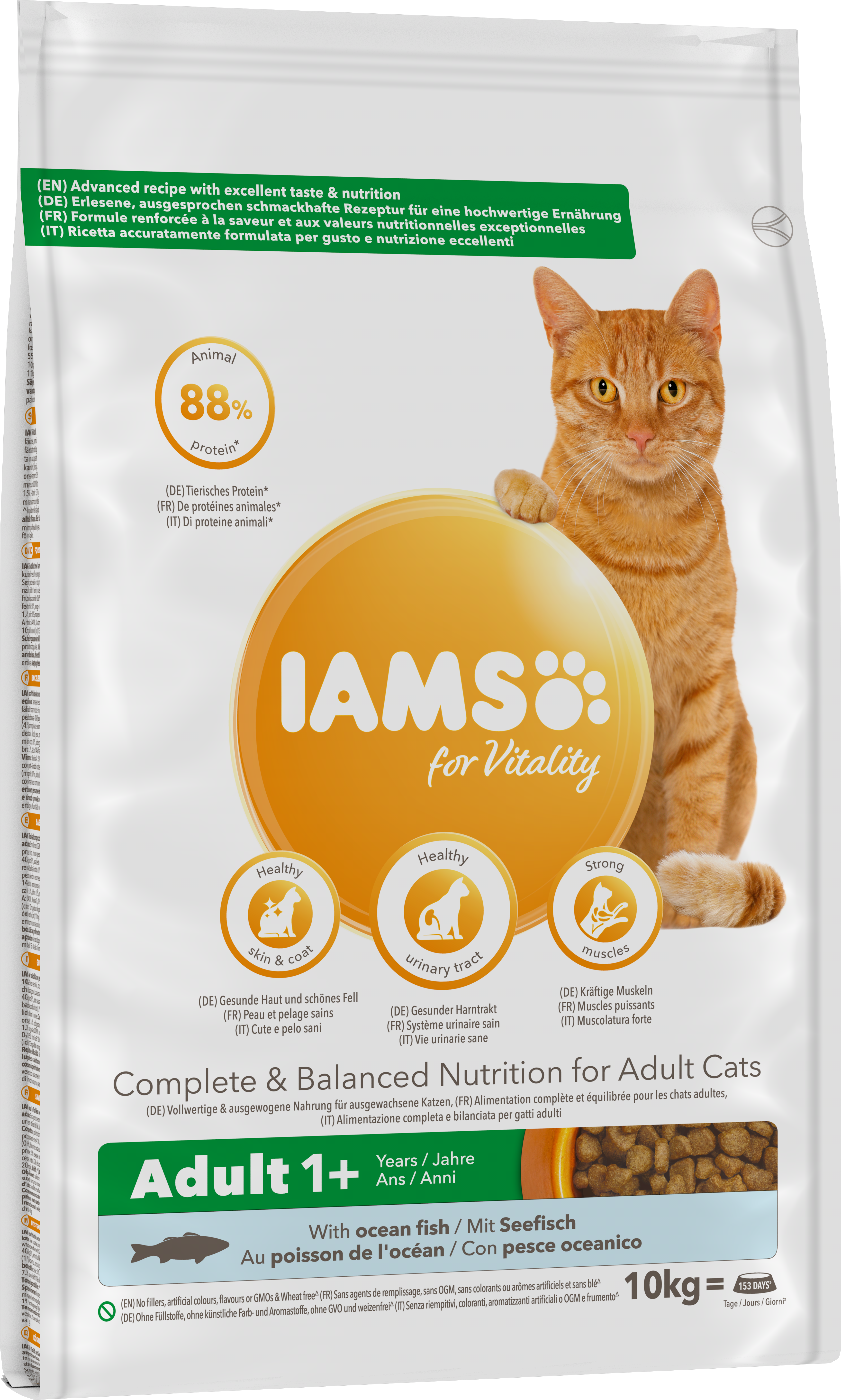Iams - Cat Adult Ocean Fish 10 kg - Katt - Kattefôr & kattemat - Tørrfôr for katt - ZOO.no