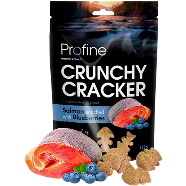 Dog Crunchy Cracker beriket med laks og blåbær 150 g