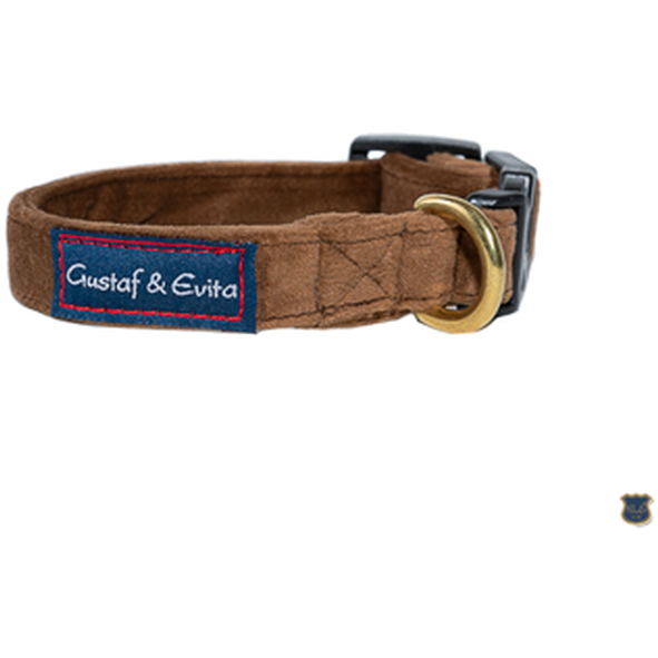 Gustaf och Evita - Hundhalsband Ställbart Sammet Grå 30-35cm - Hund - Hund - ZOO.se