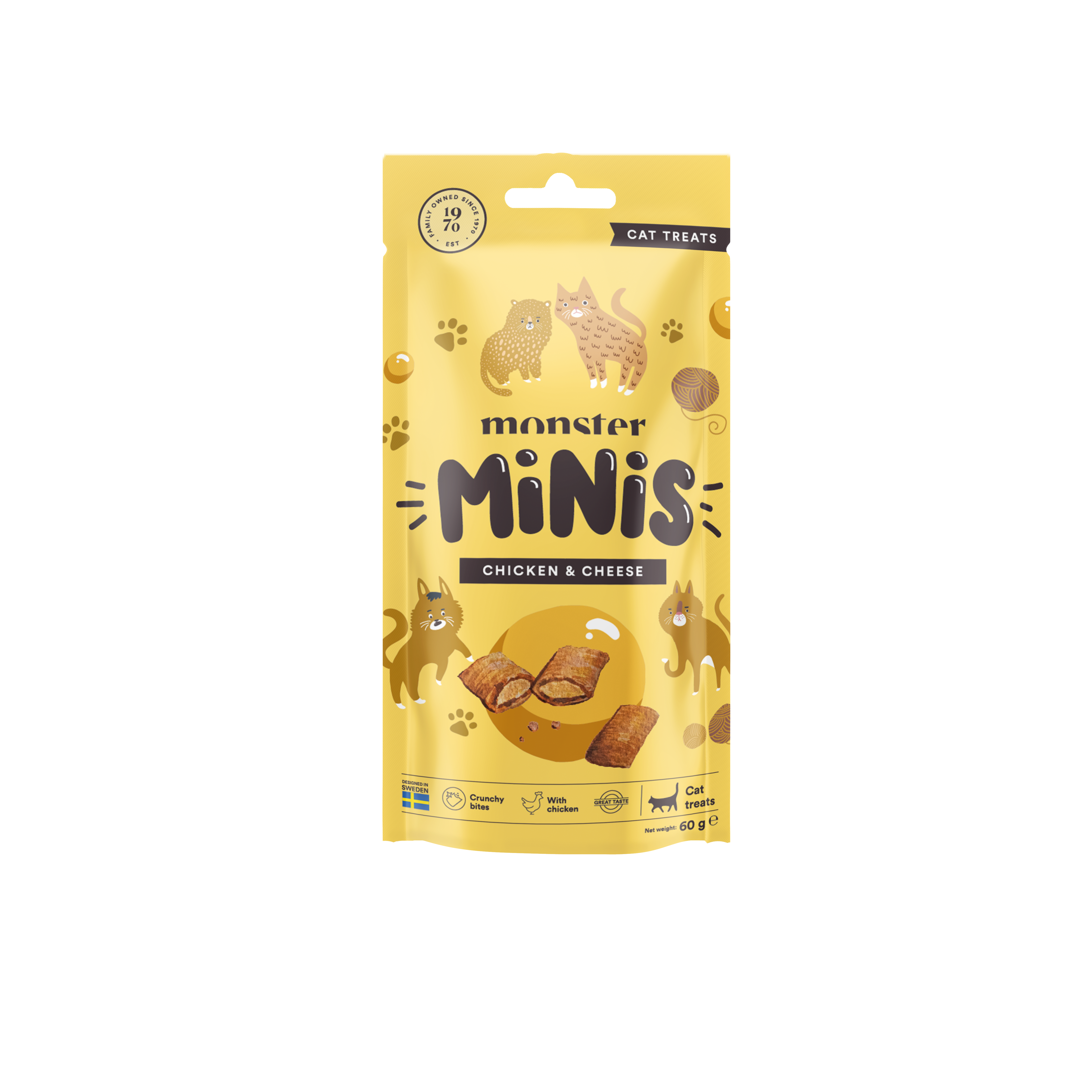 Monster Pet Food - Minis treats Chicken & Cheese 60 g - Katt - Kattgodis & Kattgräs - ZOO.se