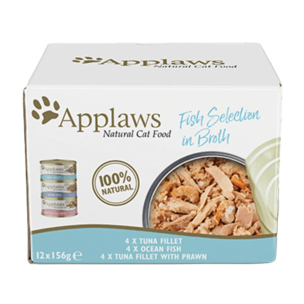 Applaws Cat Tins Fish Selection i kjøttkraft 12x156 g
