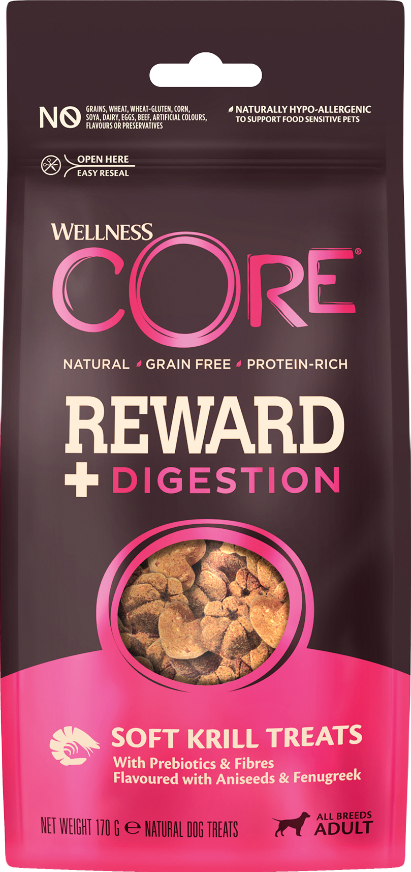 CORE Petfood - Reward+ Treats Krill Digestion 170g - Hund - Hundgodis - ZOO.se
