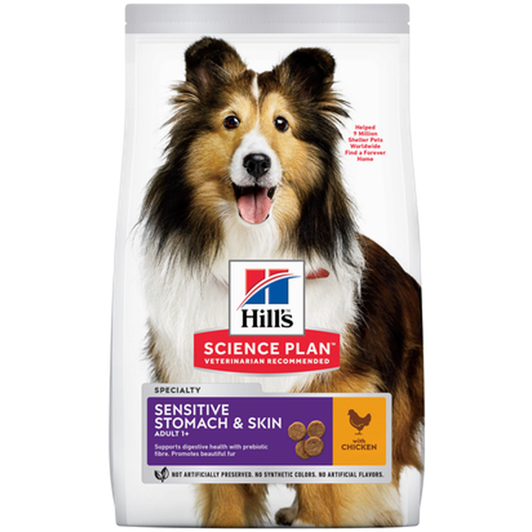 Hills Science Plan - Adult Sensitive Stomach & Skin Medium Chicken - Dry Dog Food 14 kg - Hund - ZOO.se