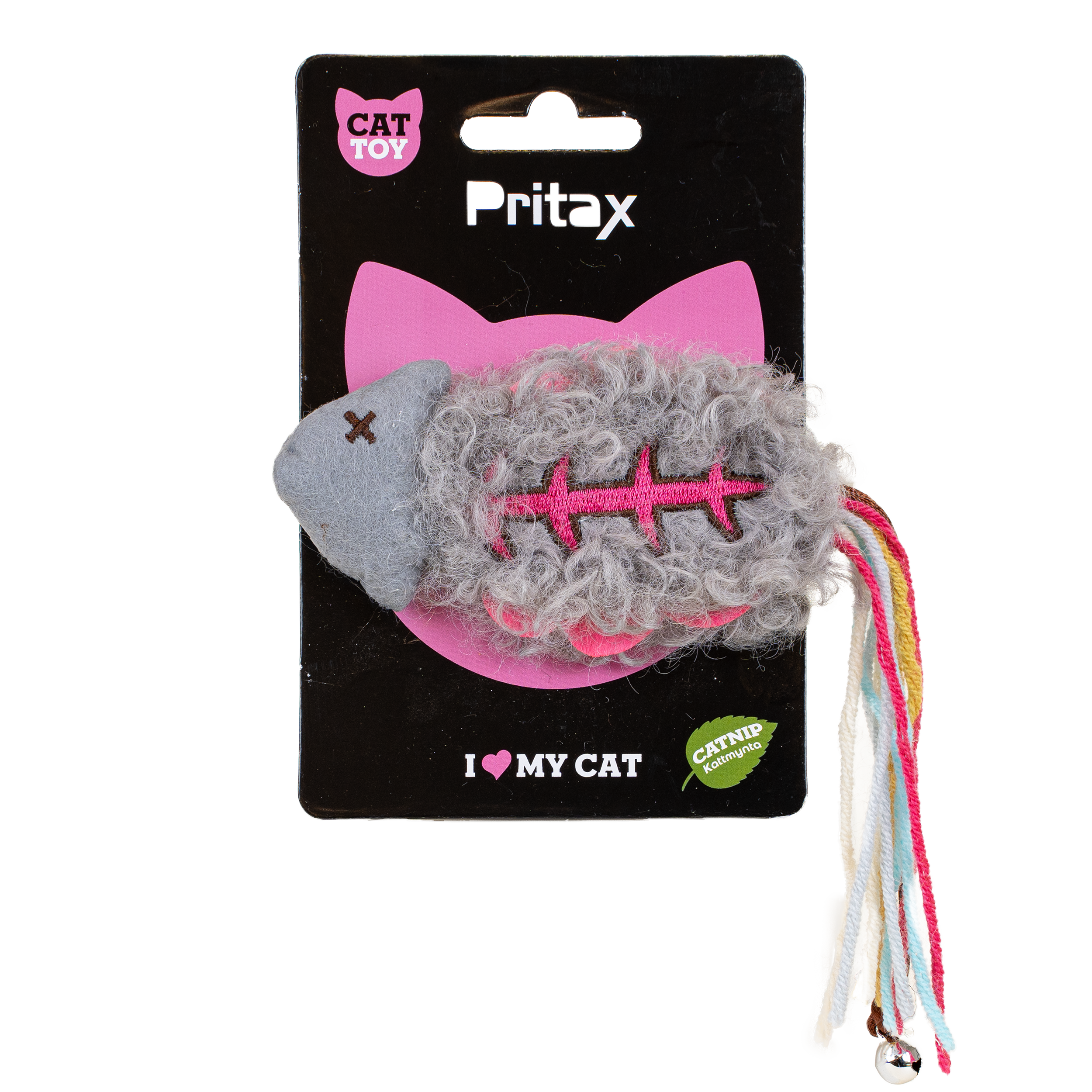 Pritax - Katteleke Fishbone Olle, 20x6x1,5cm, flerfarget - Katt - Katteleker & viftepinner - Kattemynte & catnipleker - ZOO.no