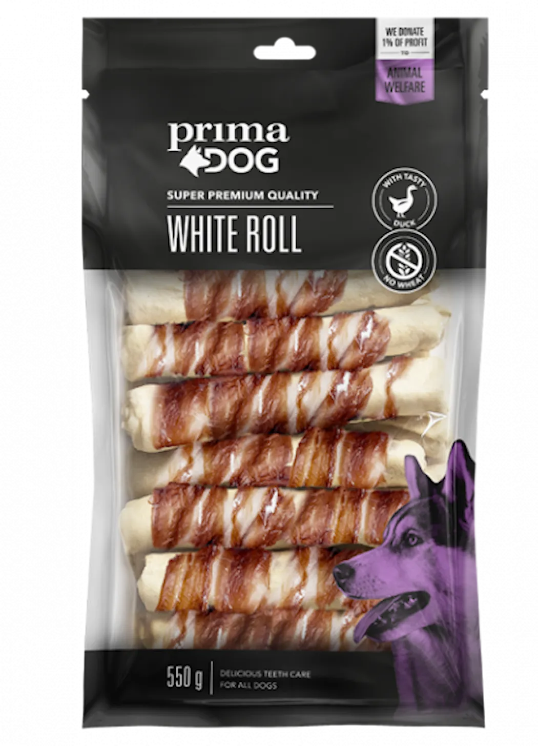 Prima Dog White Roll with Duck 15st 550 g