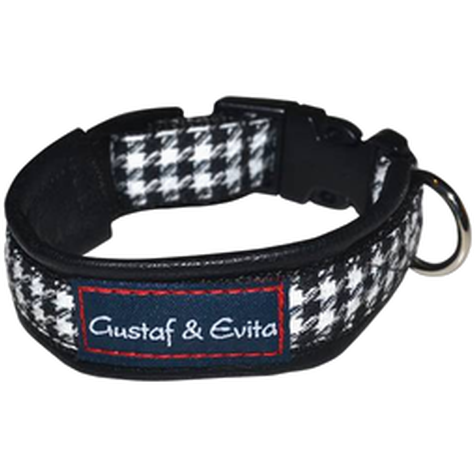 Gustaf och Evita Hundhalsband Ställbart Skinn Svart & Coco 25-30cm