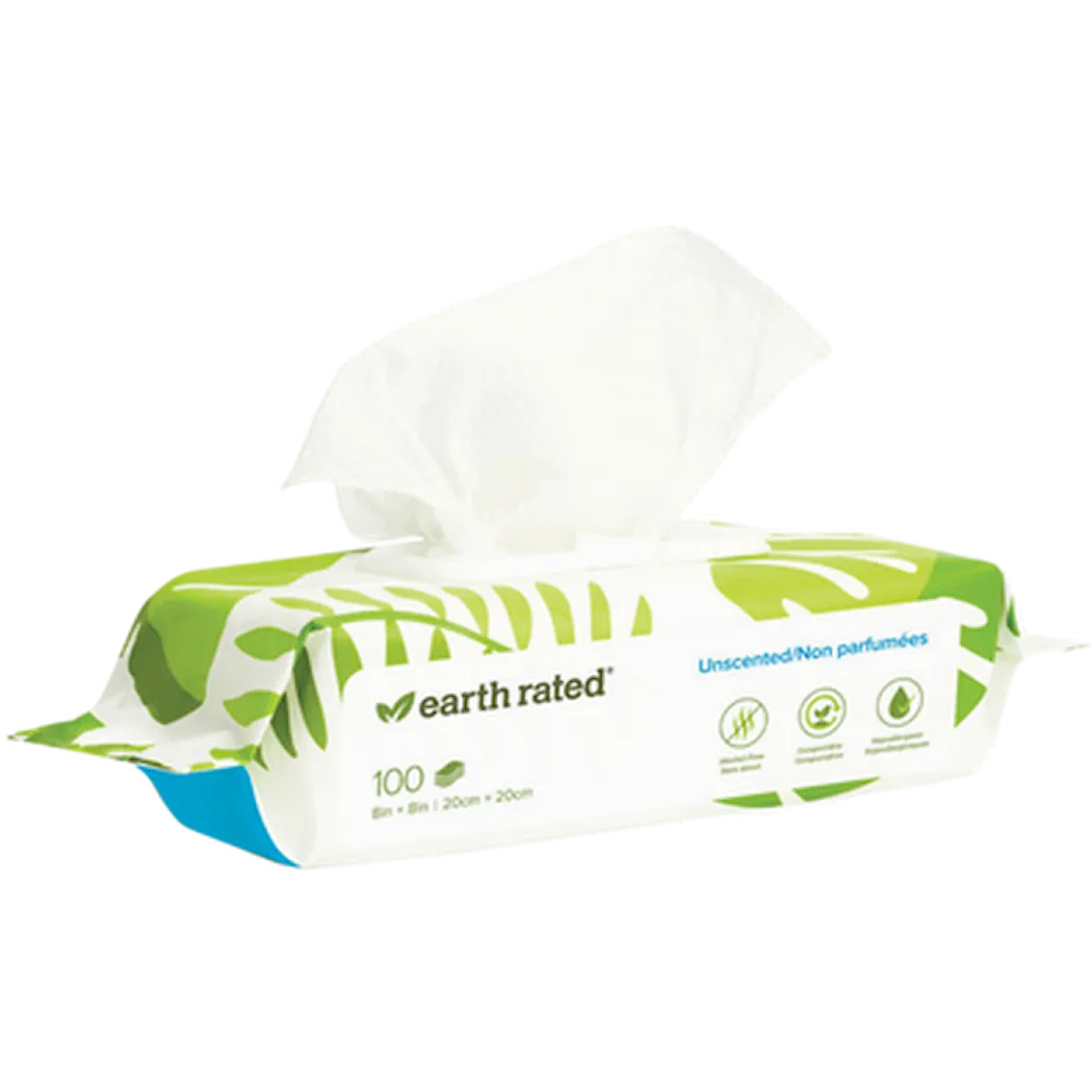 Compostable Wipes Biobased Unscented White 100 st