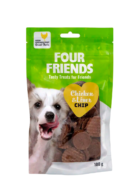 FourFriends - Four Friends Dog Chicken & Liver Chip 100 g - Hund - Hundgodis - ZOO.se