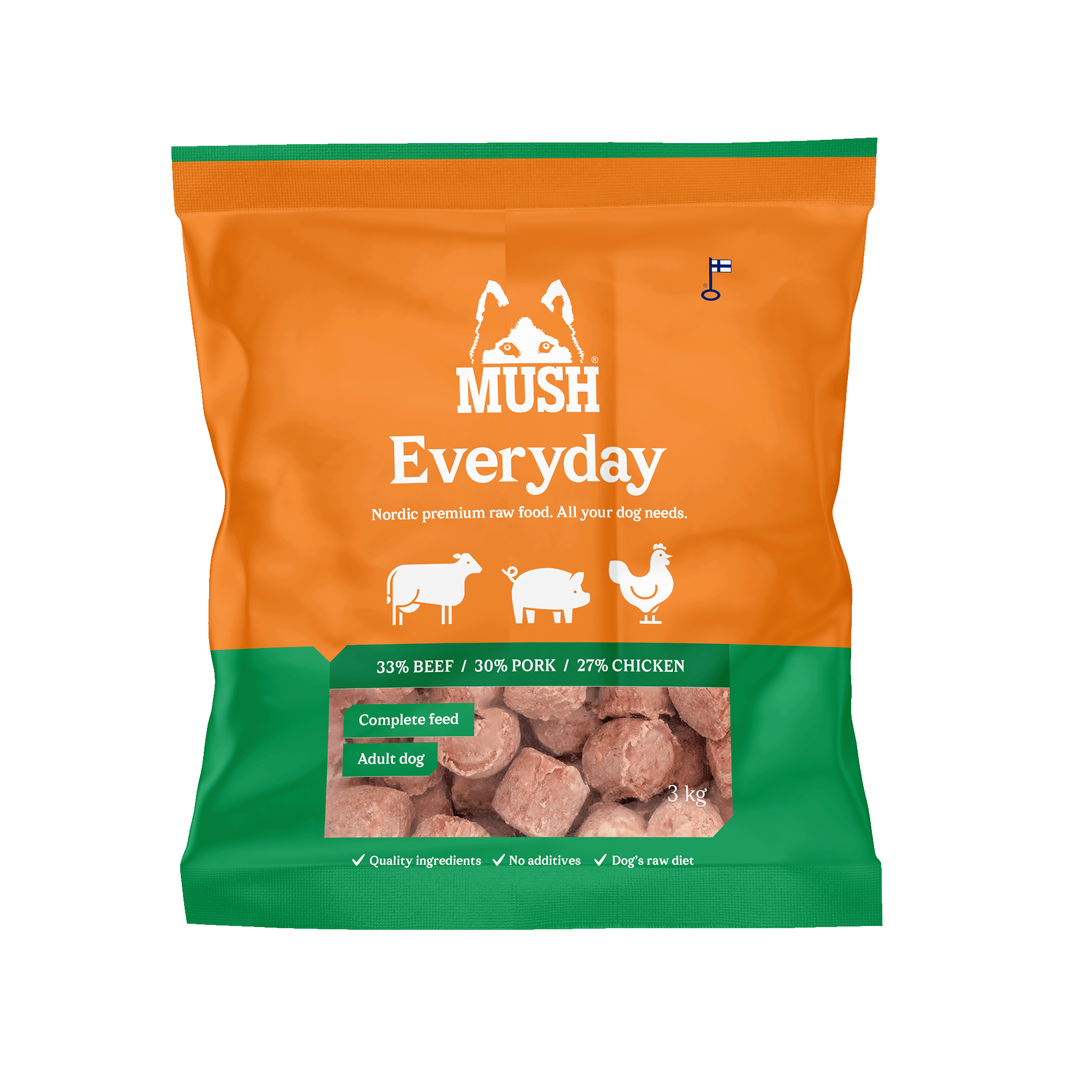 Mush Mush Everyday Green Nöt, Gris, Kyckling