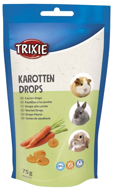 Trixie - Gnagardrops gluteeniton porkkanalla, 75 g - Pieneläimet - Pieneläinten lisäravinteet - Ravintolisät