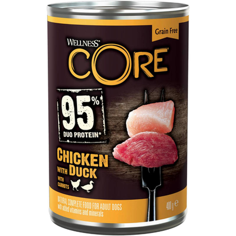 CORE Petfood - Dog Adult 95% Duo Protein Chicken & Duck 400 g - Koirat - Koiranruoka - Märkäruoka