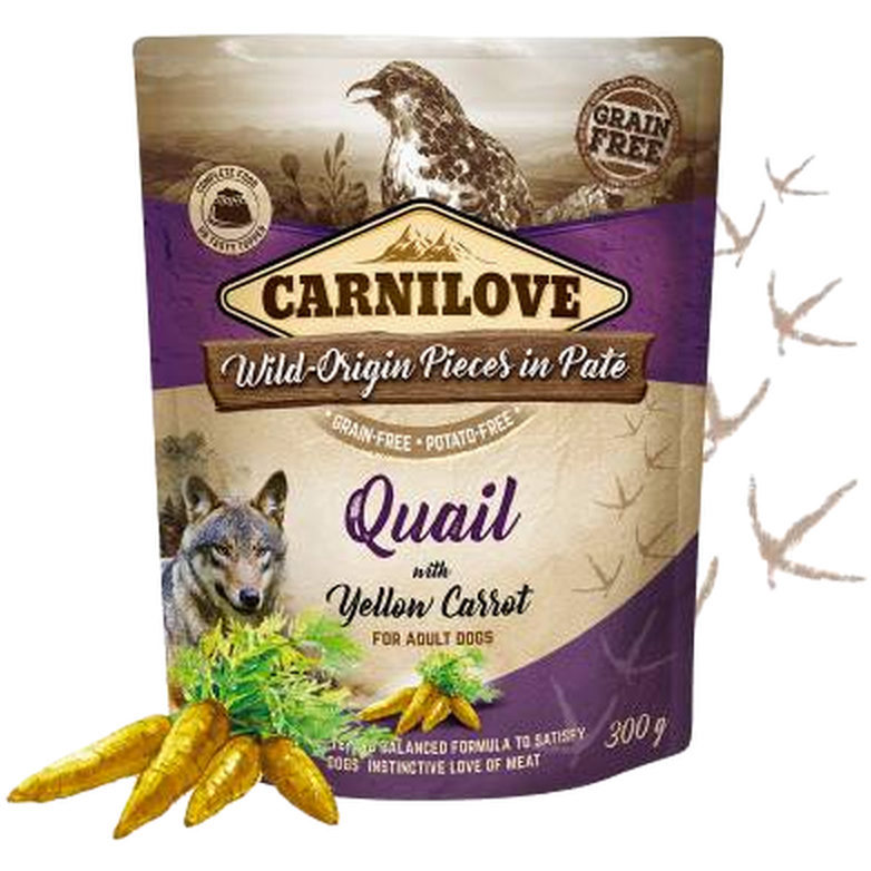 Carnilove - Dog Pouch Paté Quail with Carrot 300 g - Hund - Hundmat & hundfoder - ZOO.se