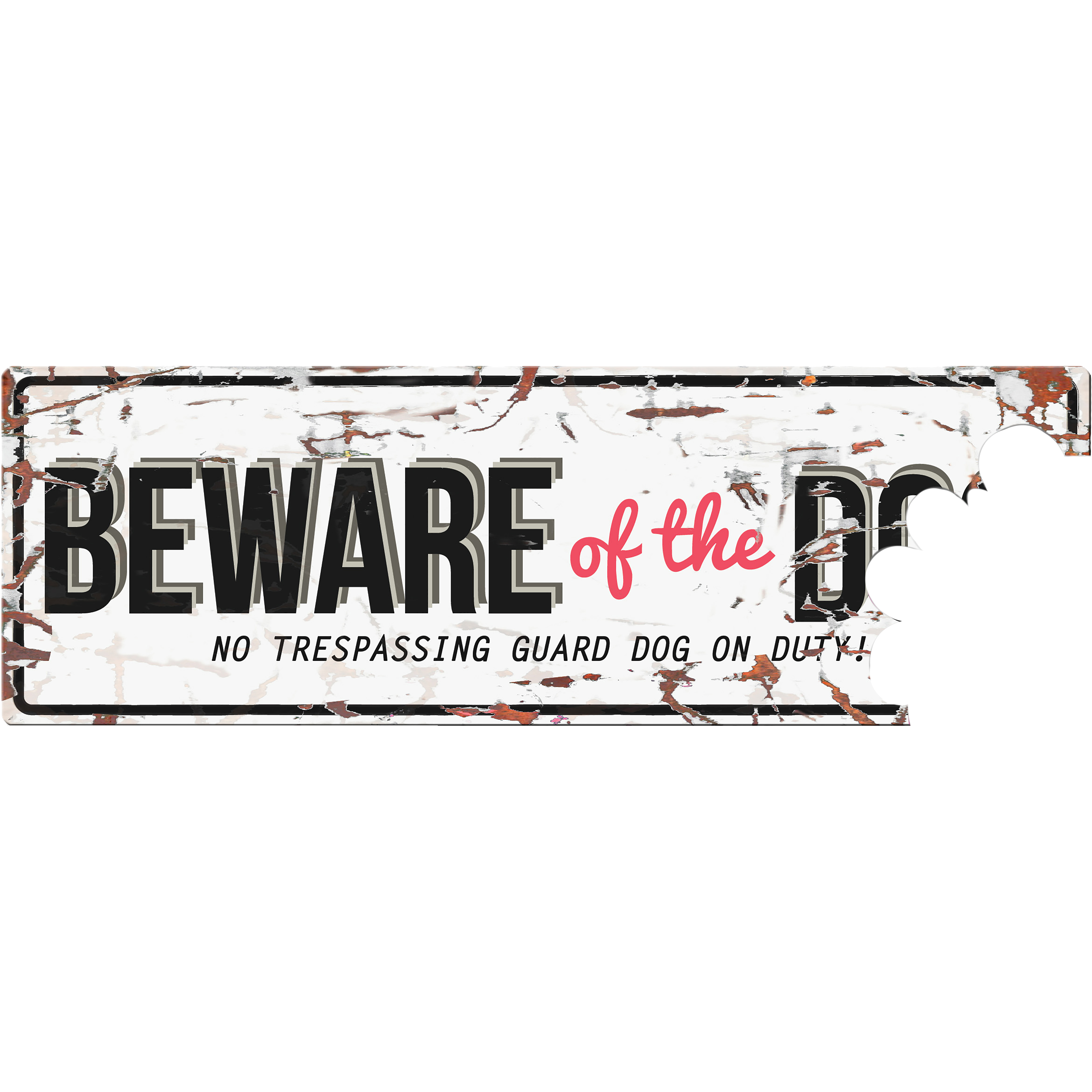 DD Home - Varningsskylt Beware Of The Dog Metal Engelska White 40 x 14 cm - Vit - Hund - ZOO.se
