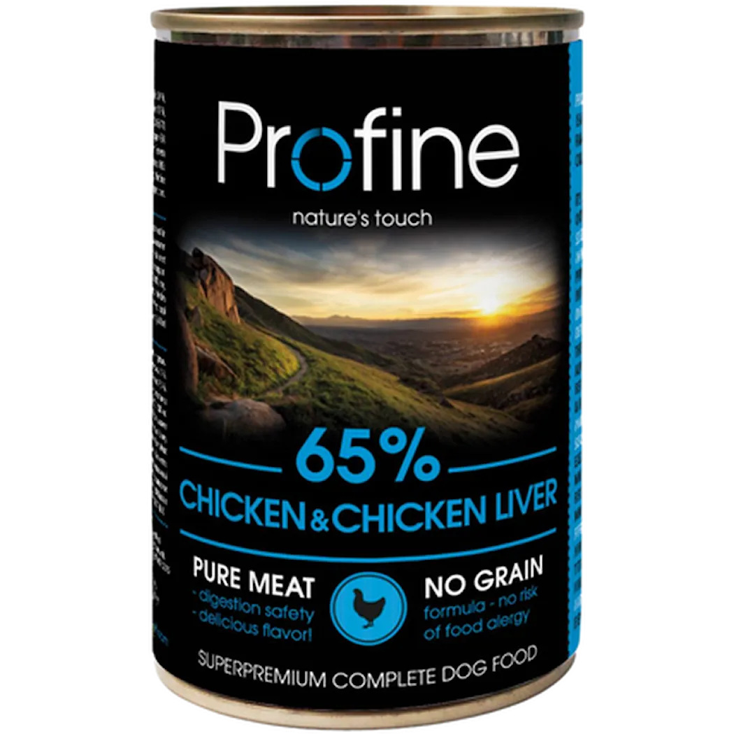 Profine Dog Wet Food Cans 65% Chicken With Liver