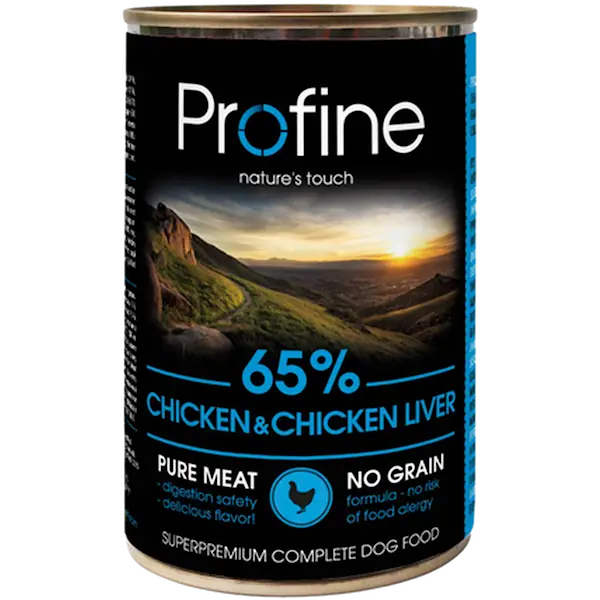 Dog Wet Food Cans 65% Chicken With Liver Black 400 g