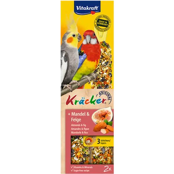 Kracker Cockatiel Bird Food Almonds-Fig 2 kpl Pakkaus