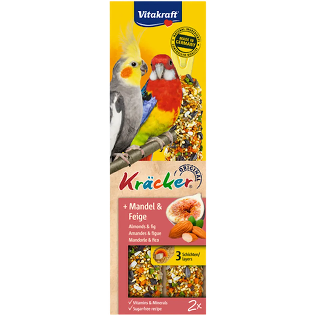 Vitakraft Kracker Cockatiel Bird Food Almonds-Fig 2 kpl Pakkaus