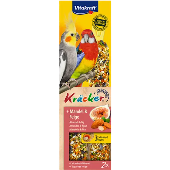 Kracker Cockatiel Bird Food Almonds-Fig 2 kpl Pakkaus