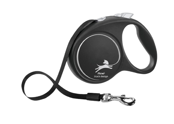 Flexi - Rullkoppel Black Design Tape, 5m, L, max 50kg, Silver - Hund - ZOO.se