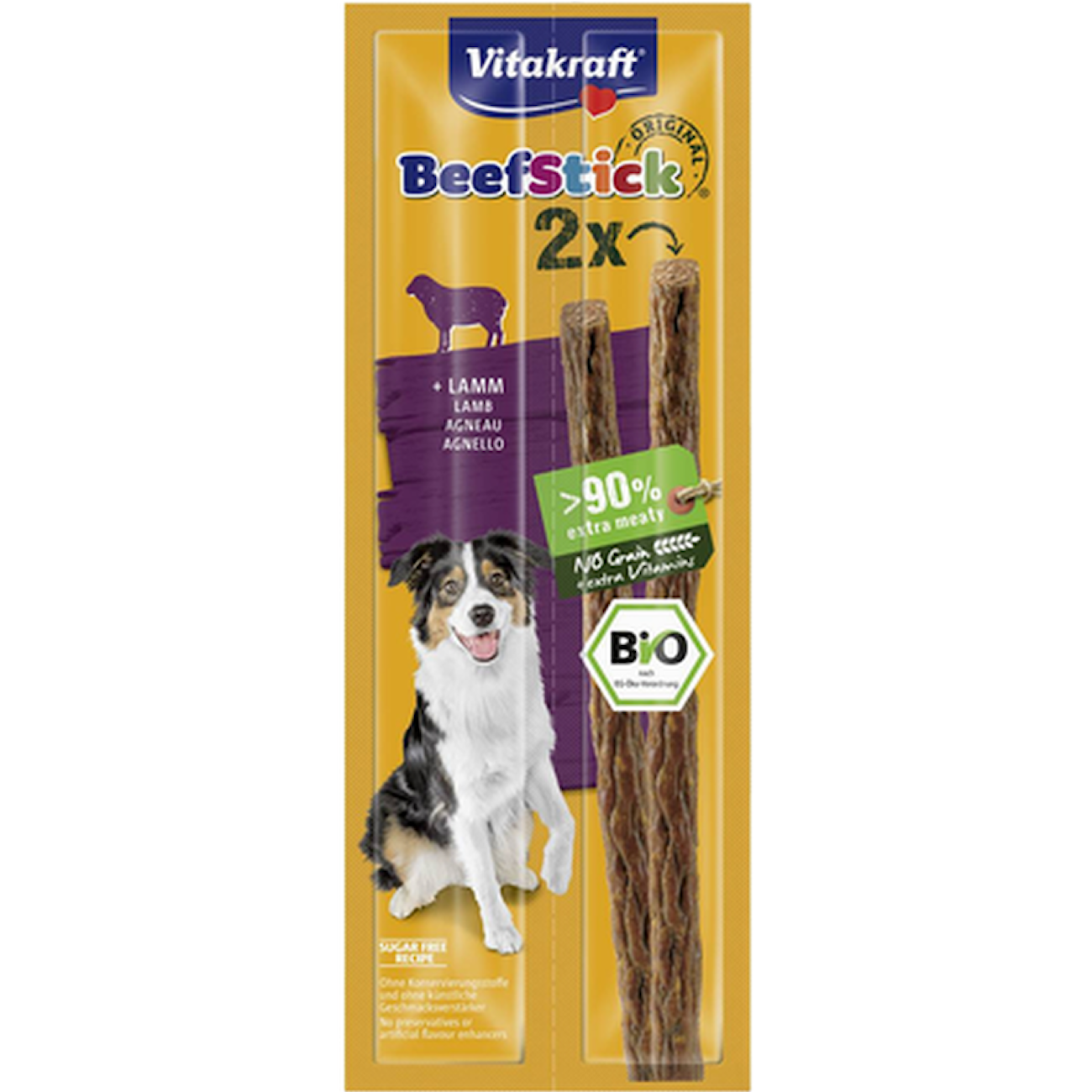 Dog Bio Beefstick Lamb Yellow 2-pack