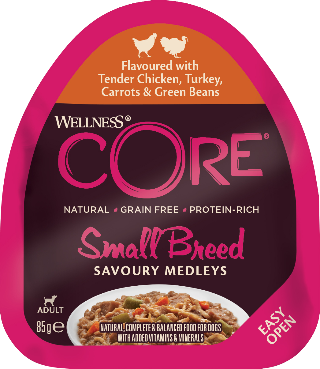 CORE Petfood - Dog Adult Savoury Medleys Small Breed Chicken, Turkey, Carrots & Beans Wet 85 g - Hund - ZOO.se