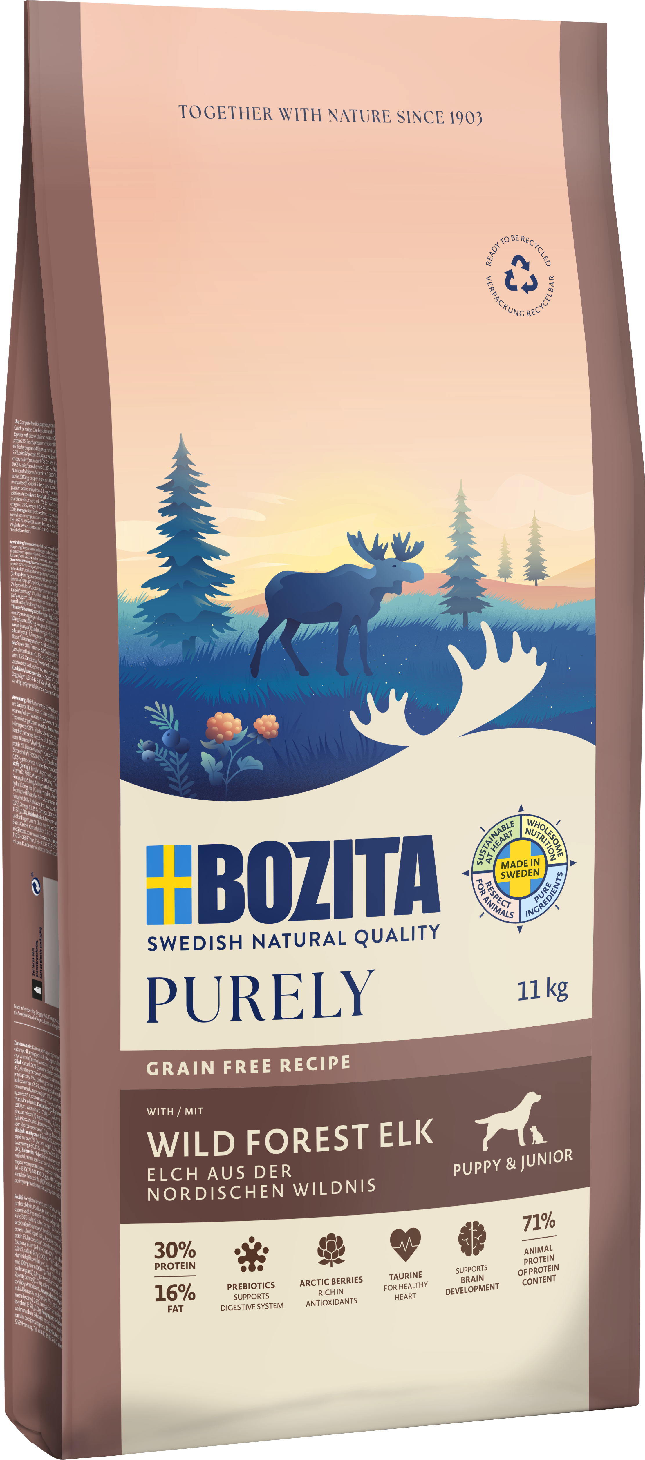 Bozita Hund - Purely Puppy & Junior Elk 11kg - Hund - Hundmat & hundfoder - ZOO.se